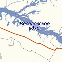 Карта Весёловского водохранилища Ростовской области.